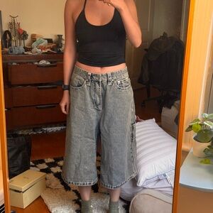 Medium wash denim jorts